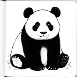 a black and white detailed coloring book page of a panda clean linework digital illustration