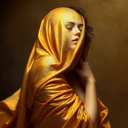 ultra realistic illustration studio of a beautiful elegant girl in an artistic pose covered in golden silk cloths, intricate, elegant, highly detailed, digital painting, artstation, concept art, smooth, sharp focus, illustration, art by artgerm and greg rutkowski and alphonse mucha by klimt