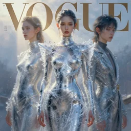 3 d, fashion model, ice, liquid silver, morning, sun rays, vogue cover style, poster art, hyper detail, intricate oil painting, multiple exposure, hell mood, 3 d, by tooth wu and wlop and beeple and greg rutkowski