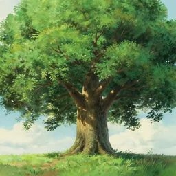 a beautiful tree in the style of Studio Ghibli, realistic painting, high definition, digital art, very detailed