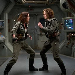 sigourney weaver battling alf on a derelict space station