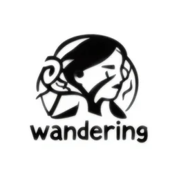a wandering mind, stylized logo, simple white background victo ngai, kilian eng, flat, logo concept art, brand identity