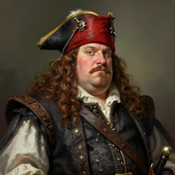 portrait of an obese chubby friendly pirate who resembles henry viii, highly detailed, digital painting, artstation, concept art, sharp focus, illustration, art by artgerm and greg rutkowski and alphonse mucha