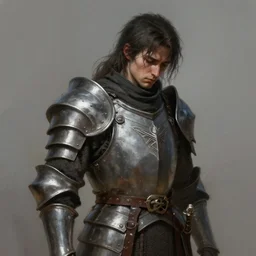 half - length portrait of a depressed warrior in armor. fantasy, digital painting, hd, detailed.