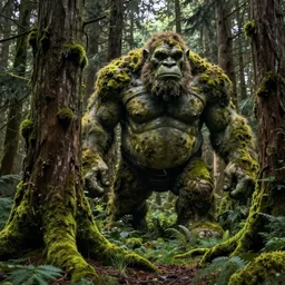 a mossy wood, huge troll , in the style of John Bauer,