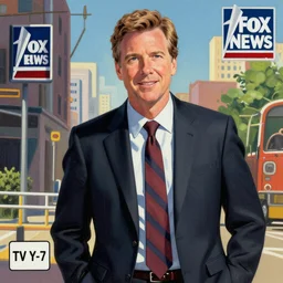 Tucker Carlson’s bizarre adventure, detailed, digitally remastered, 4K, greatest of all time, award-winning, amazing, swag, Rated PG-13, Rated M for Mature, in an anime, Rated TV Y-7, Fox News, animation, japanese animation, raytraced painting acrylic on paper with a bit of black & white chalk pencil, top rated, #1 show