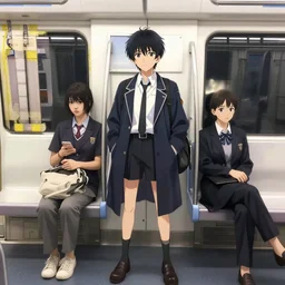 train anime costumes in the subway