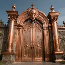 the gate to the eternal kingdom of copper, fantasy, digital art, hd, detailed.