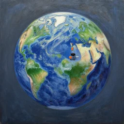 human made climate change oil painting realistic