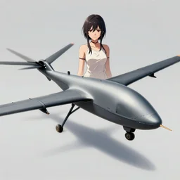 concept art medium angle portrait of bayraktar drone weapon system reimagined as a female character from a trending anime show