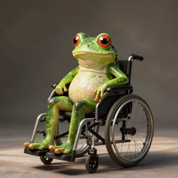 A frog on a wheelchair