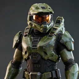 super detailed professional photo portrait of the master chief from halo