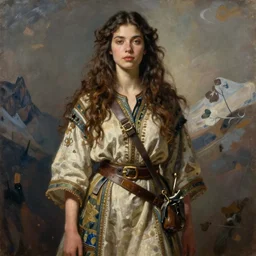 portrait of italian spain model girl jodhpurs hyperborea winter traveler treasure hunter greg manchess painting by sargent and leyendecker, fantasy, medium shot, asymmetrical, intricate, elegant, matte painting, illustration, hearthstone, by rhads, by greg rutkowski, by greg tocchini, by james gilleard, by joe fenton