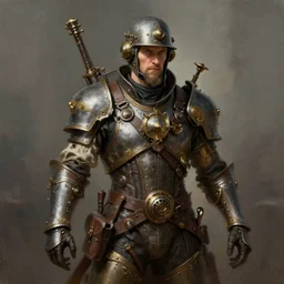 a portrait painting of bardin goreksson steampunk engineer, artstation, 8 k, fantasy