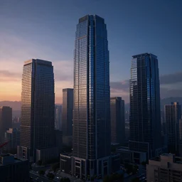 buildings in the style of ashley wood and phil hale and Sergio Toppi, highly detailed buildings, dark atmospheric, microdetails, cinematic look, sunset, humidity, vray, highly detailed buildings, 8k resolution 3d scanned materials, unreal engine, Octane render, hyper realistic, 4k cobalt blue cinematic blade runner, trending on artstation and cgsociety