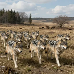 a wolf pack hunting concept art