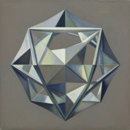 geometric icosahedron by sdavid rudnick, husei nagaoka, oil on perspex, symmetry