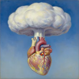 8 0 s new age album cover depicting a mushroom cloud in the shape of g steph curry, very peaceful mood, cardiovascular system, nervous system, oil on canvas by ernst haeckel, by frida kahlo