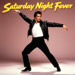 john travolta's famous saturday night fever album cover in his famous dance pose 4 k