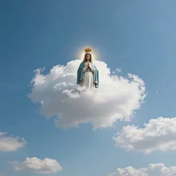 wide angle sky with 8 0 8 virgin mary cloud in center, path tracing, ray tracing, illusion