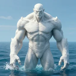 cthulhu humanoid giant, pale white skin. broad shoulders. strong torso. digital art, ocean, trending on artstation, rendered by octane, 4 k wallpaper, look at all that detail, amazing!