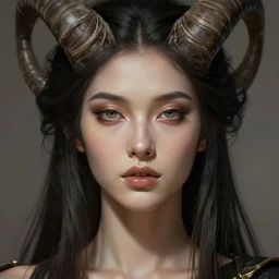perfectly - centered close - up face - portrait of horned goddess, the perfect human female specimen, intricate, elegant, super highly detailed, professional digital painting, artstation, concept art, smooth, sharp focus, no blur, no dof, extreme illustration, unreal engine 5, 8 k, by anne stokes