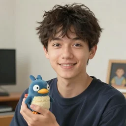 friendly guy with small creature in the studio ghibli movie art smooth 8k highly detailed, detailed face, beautiful scene,