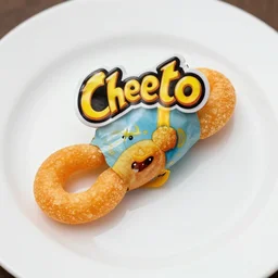a single Cheeto on a white plate