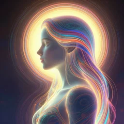 side profile portrait, imogen poots paladin, gloomhaven, d & d, soft, smooth, luminescent, art nouveau, concept art, backlit glow, ripples, swirly vibrant color lines, holy, gaudy colors, aesthetic octane render, 8 k, by ilya kuvshinov, cushart krentz, gilleard james