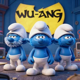the smurfs on the wu - tang clan album cover, 8 k resolution hyperdetailed surrealism