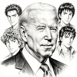 Portrait of Joe Biden, pen and ink, intricate line drawings, by Yoshitaka Amano, Ruan Jia, Kentaro Miura, Artgerm