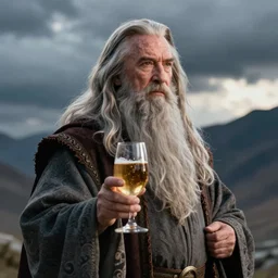drunk nicholas cage as gandalf, detailed, cinematic photo