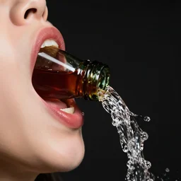 drunk bottle with mouth