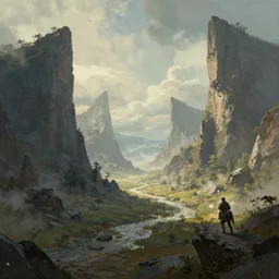 epic landscape, scifi, art by ruan jia and albert voidstar