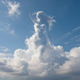 sky scene, beautiful sky scene, hyper - realistic, high quality photo manipulation, amazing clouds, fine details, epic composition, fantasy scenery, digital art, digital photography, 3 d render, in the shape of a woman