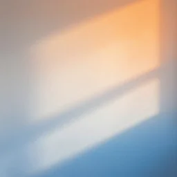 hyperrealistic rendering on very beautiful white wall with beautiful contrast of light and shadow, orange to blue gradient, professional foto, pinterest, instagram