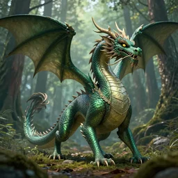A highly detailed 4k render of an eastern dragon in the forest, CGSociety, ArtStation, Unreal Engine