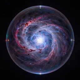 A portrait of a cosmic glass orb filled with a plasma charged nebula.