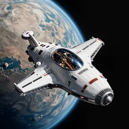 spaceship inspired by star trek orbiting a planet, 4 k, nasa photography, hd