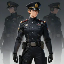 detailed intricate concept of a futuristic officer, 4 k, hd, cyberpunk dark fantasy art, official fanart behance hd artstation