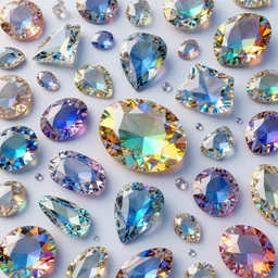 high quality 4 k texture of glossy rainbow coloured gem stones, different sizes sparkly, 3 d octane render, blender design assets, 3 d, photo - realostic, high poly, 3 0 0 dpi, 8 k render, ue marketplace, unreal engine 5, volumetric lighting, realistic shadows,