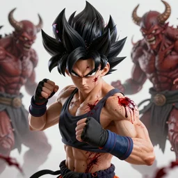 fistfight, bloody, warrior girl, muscular girl, wild spiky black saiyan hair, long spiky hair, electrified hair, fistfighting demons, ultra realistic, intricate details, highly detailed, subsurface scattering, photorealistic, octane render, 8 k, art by artgerm, greg rutkowski, magali villeneuve, alphonse mucha