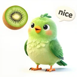 a kiwi bird saying nice, high quality, artstation