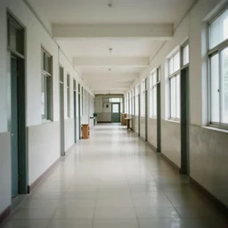 empty school hallway, liminal space photograph
