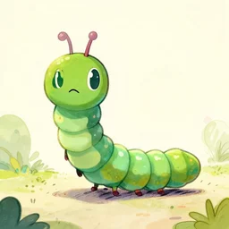anthropomorphic cartoon style caterpillar, drawn by genndy tartakovsky