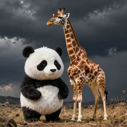 a giraffe mixed with a panda, hybrid animal, photorealistic