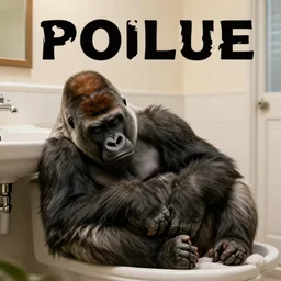 A gorilla sleeping in a bathroom, Book cover, 4K HD