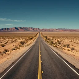 a desolate highway in the middle of the nevada desert, establishing shot, comic book art style, highly detailed, digital painting, concept art, movie poster art, cinematic framing, cinematic lighting, illustration, trending on artstation