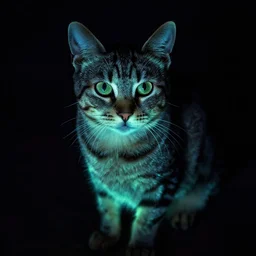 bioluminescent tabby under blacklight