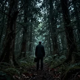 dr. phil nighttime dr. phil in forest, spooky, dark, gloomy horror